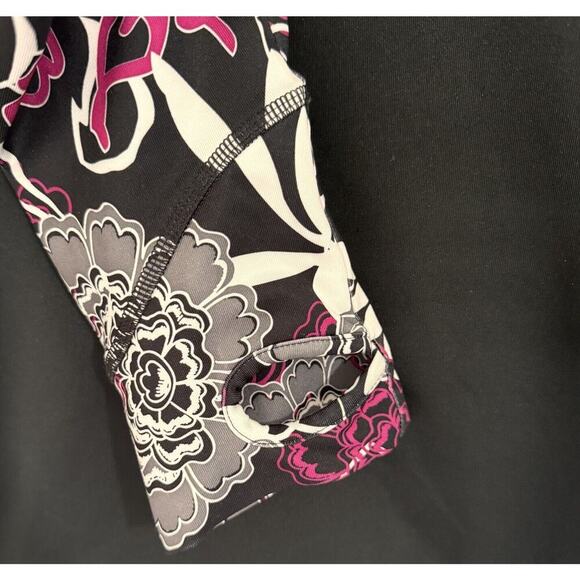 Skirt Sports 1/4 Zip Active Stretch Fit Jacket Sz L Black Multi Floral Pockets - Picture 8 of 8